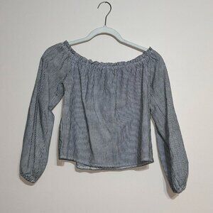 Off the shoulder Forever 21 Navy Striped Top